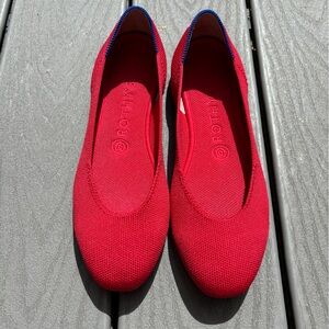 Rothy’s red square toe flats